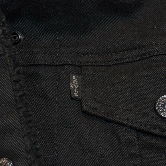 Levi’s Premium Denim Jacket Sherpa Lined Women’s XS Triple Black - Picture 5 of 16